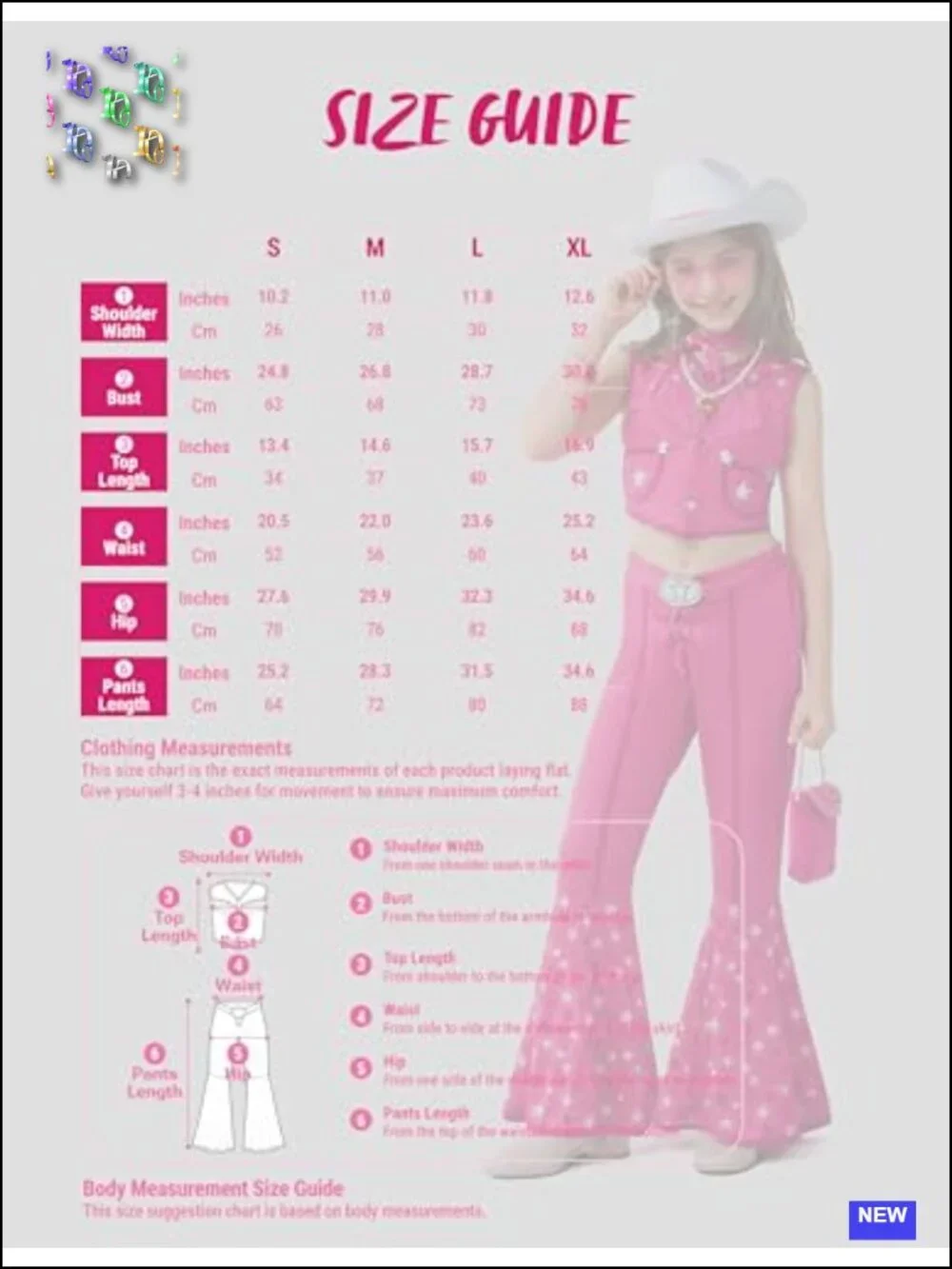 Girls Cowgirl Costume Vest Pants Hat Disco Halloween Party